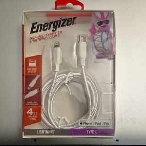 Energizer White Braided Type-C to Lightning Cable